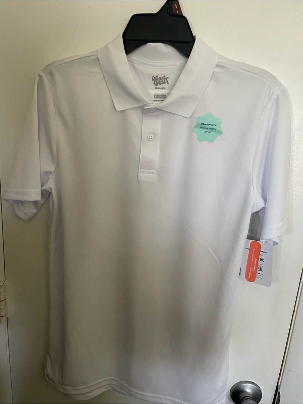 Wonder Nation Boy’s White Moisture Wicking Polo Shirt